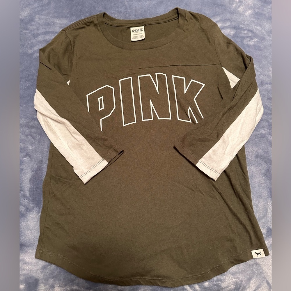 PINK Victoria’s Secret XS Dark Gray Cotton 3/4 Sleeve Shirt